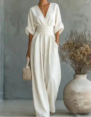 Alessia Wrap Bodice Wide Leg Jumpsuit