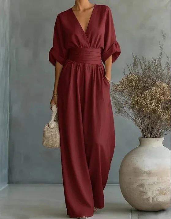 Alessia Wrap Bodice Wide Leg Jumpsuit